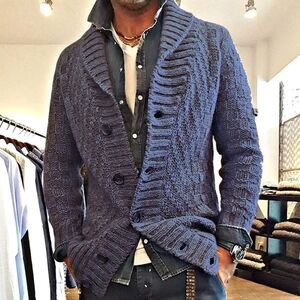 Men's Cozy Blue Cardigan Sweater